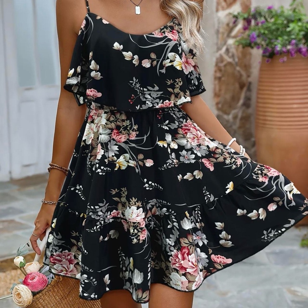 Brand New Floral Off-Shoulder Ruffle Mini Dress Without Tags